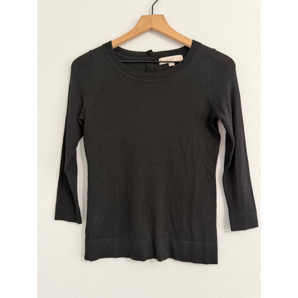Ann Taylor Loft - Wool Blend Lightweight Black Sweater Petites‎